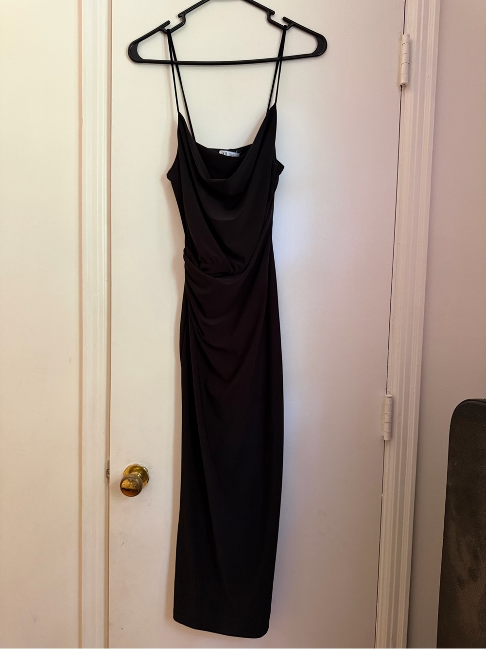 NWT Zara Strappy Fluid Crepe Dress Black - Picture 5 of 9